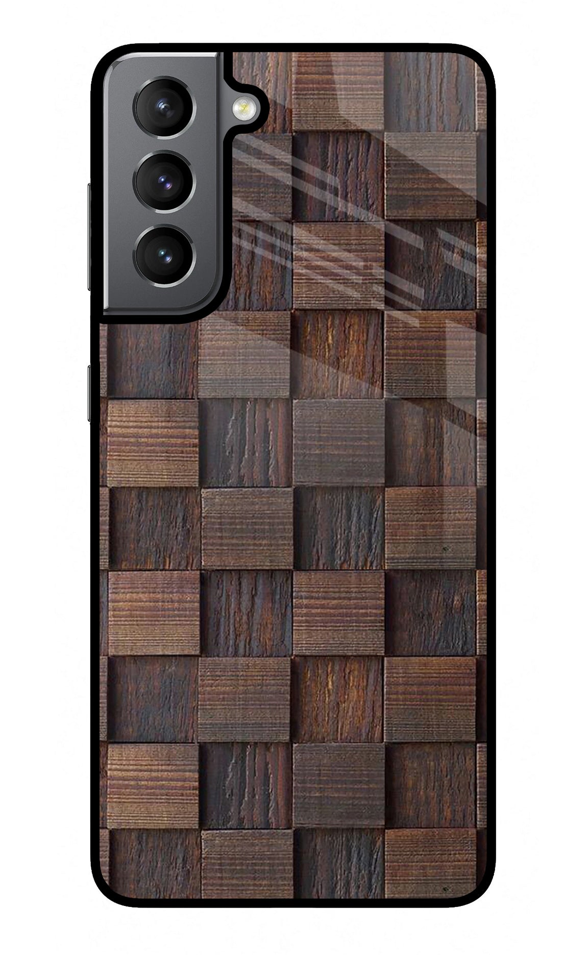 Wooden Cube Design Samsung S21 Glass Case