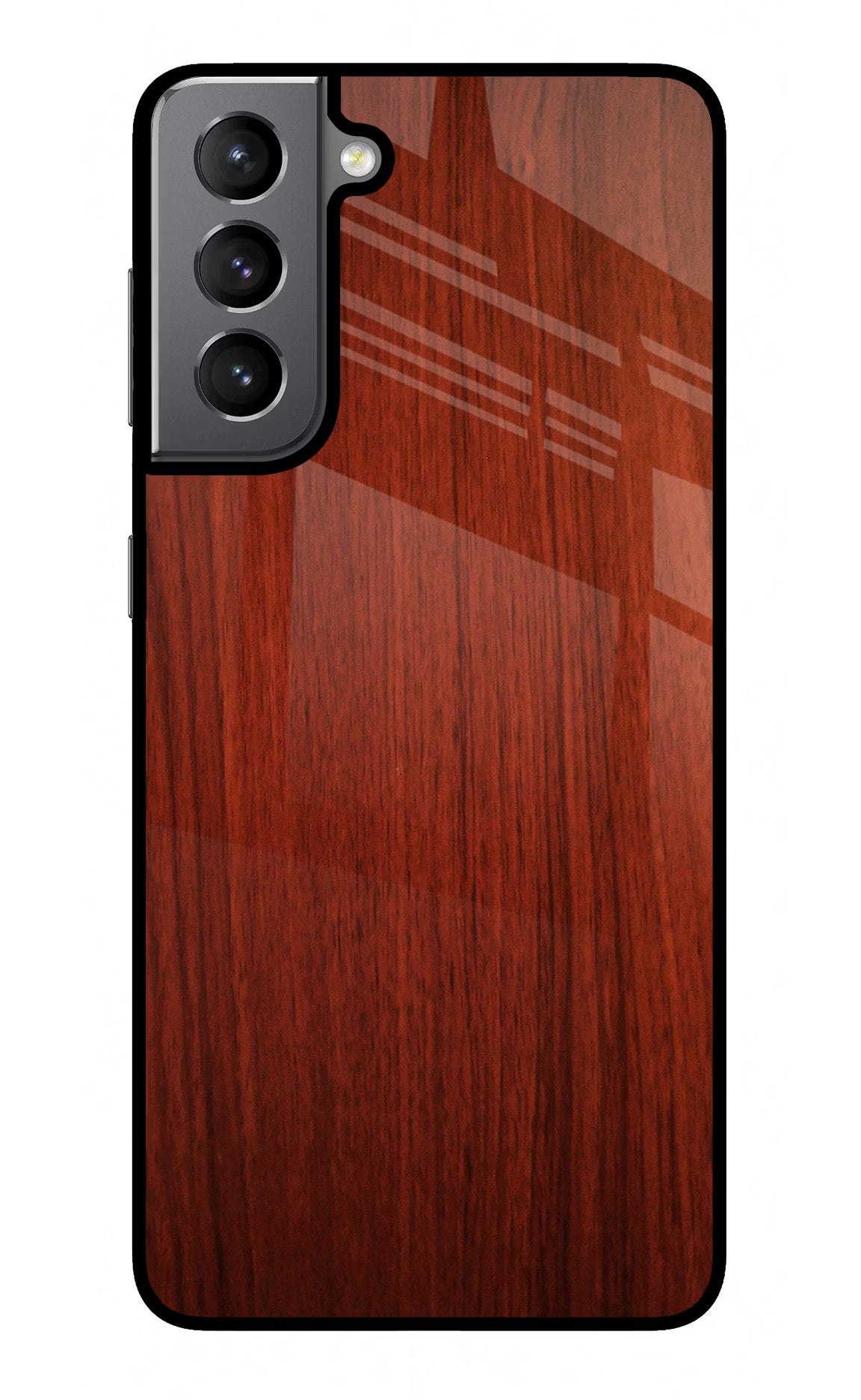 Wooden Plain Pattern Samsung S21 Glass Case Back Cover by Casekaro