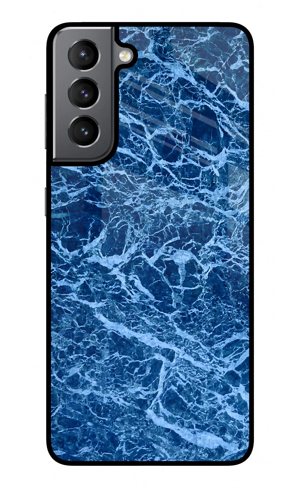 Blue Marble Samsung S21 Glass Case Back Cover by Casekaro