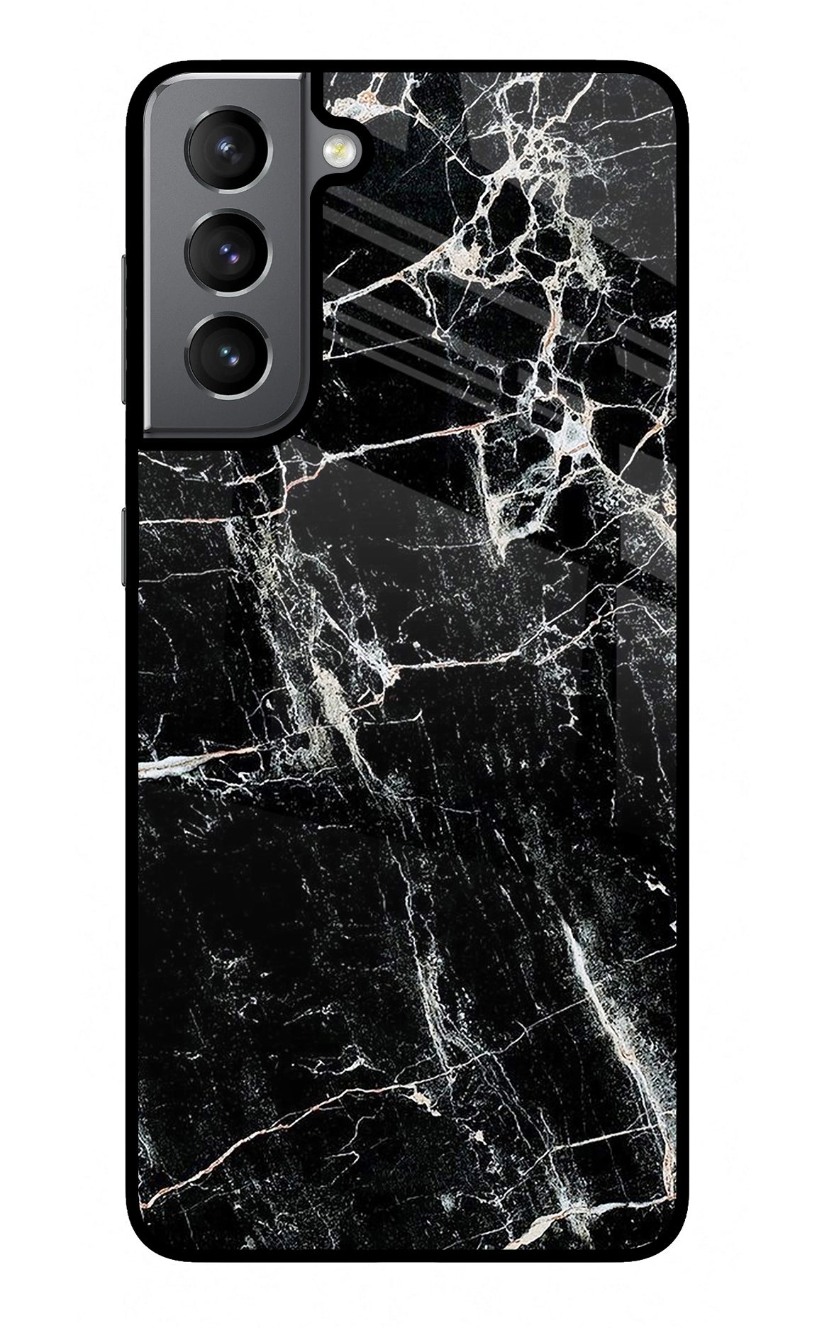 Black Marble Texture Samsung S21 Glass Case