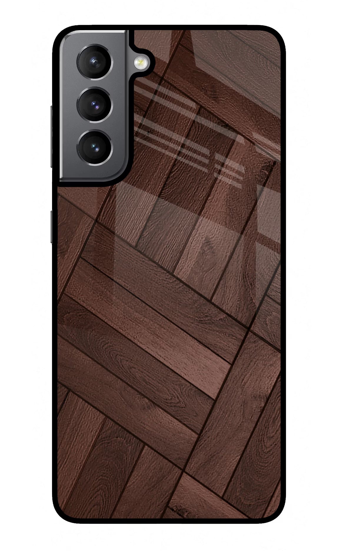 Wooden Texture Design Samsung S21 Glass Case Back Cover by Casekaro