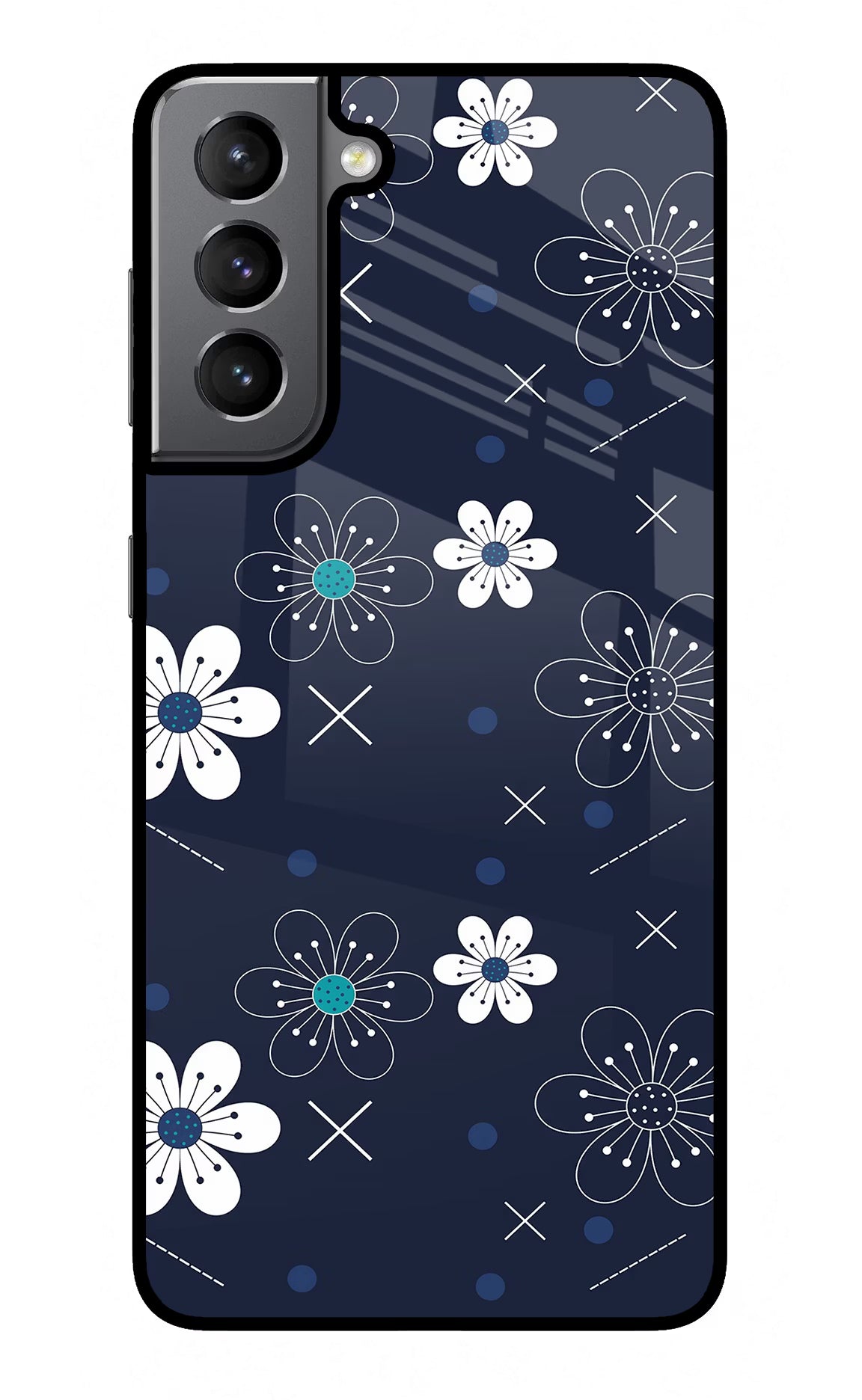 Flowers Samsung S21 Glass Case Back Cover by Casekaro