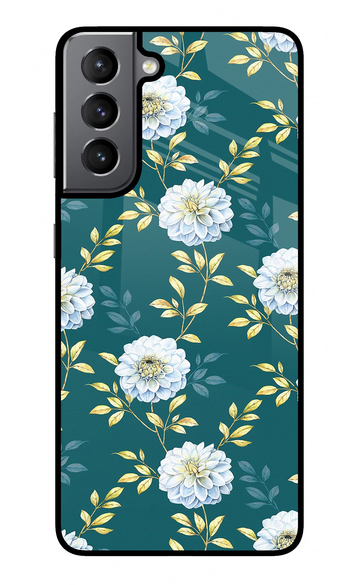 Flowers Samsung S21 Glass Case Back Cover by Casekaro