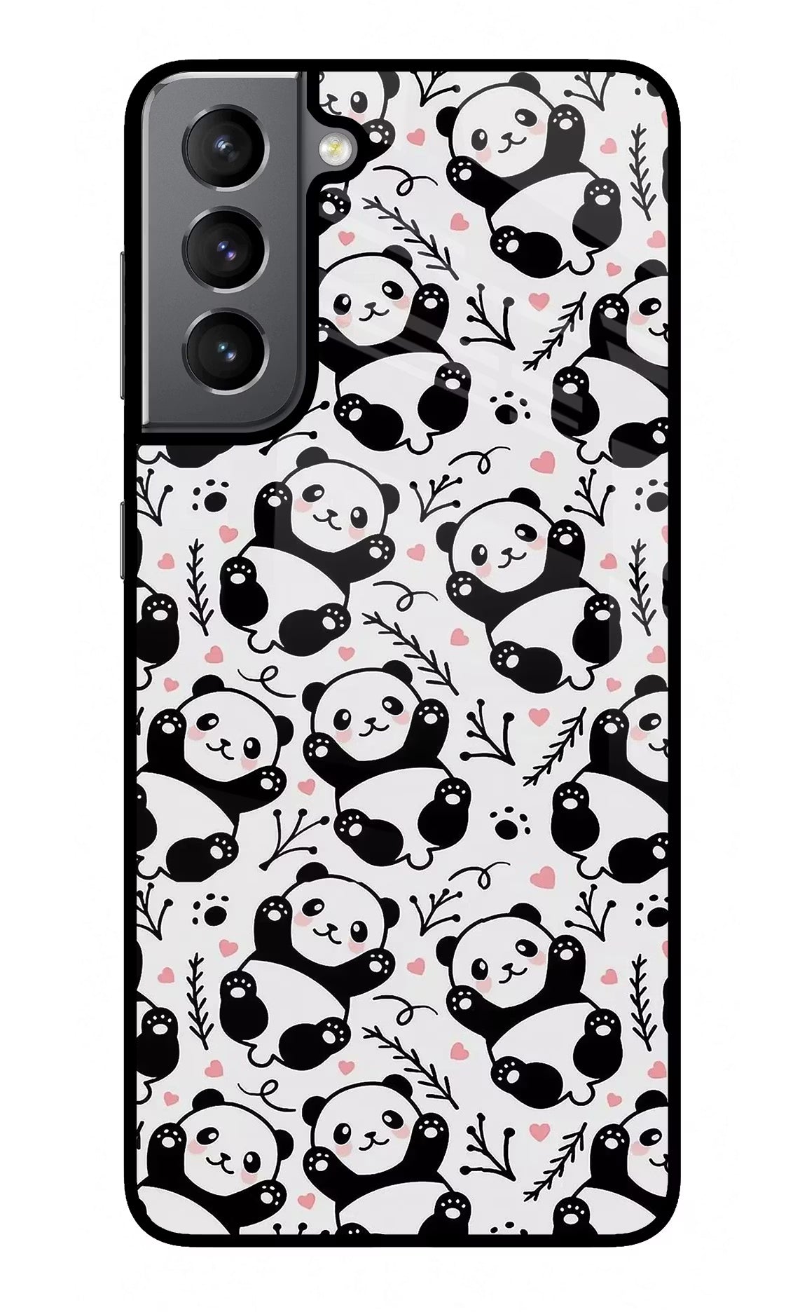 Cute Panda Samsung S21 Glass Case Back Cover by Casekaro