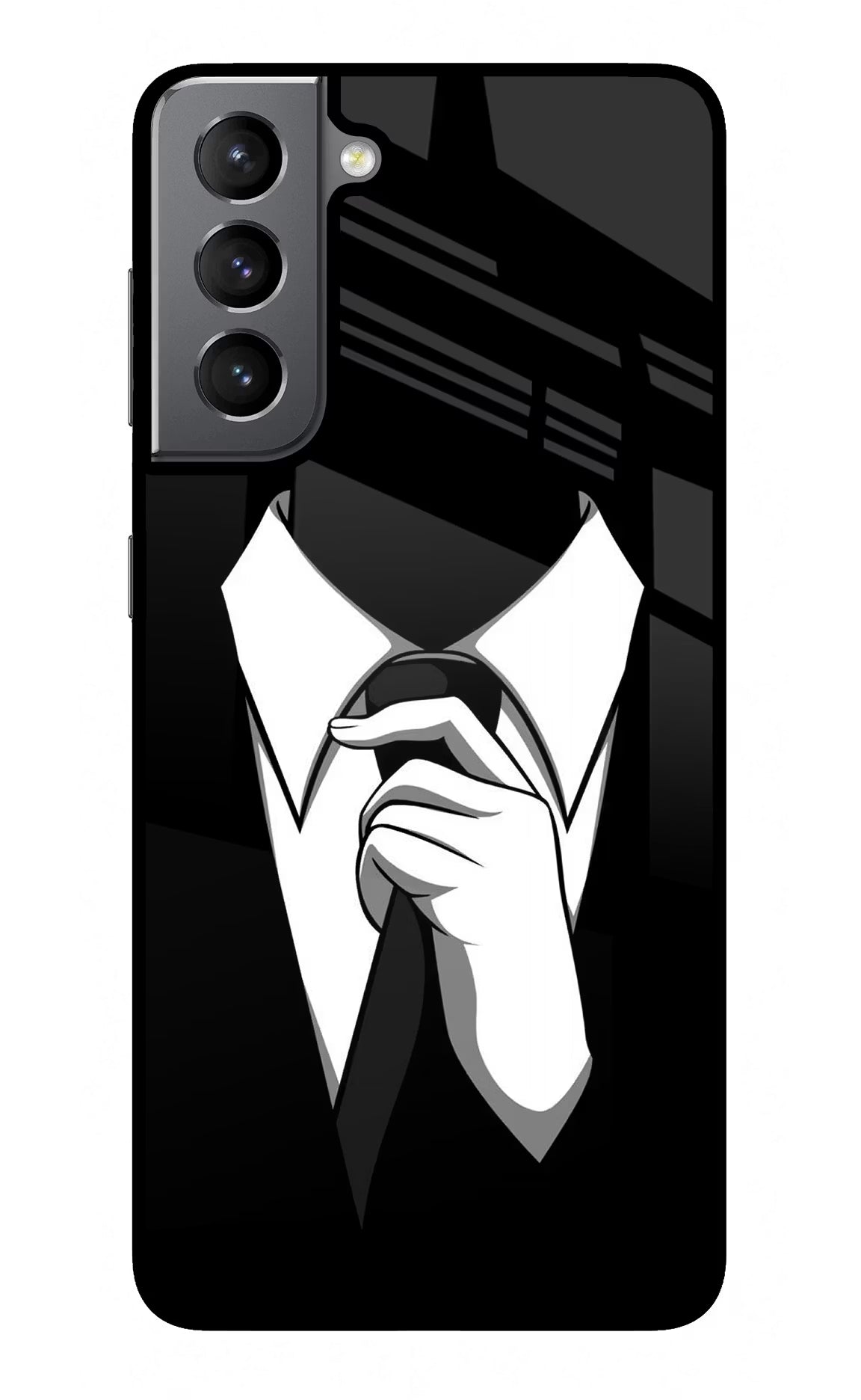 Black Tie Samsung S21 Glass Case Back Cover by Casekaro