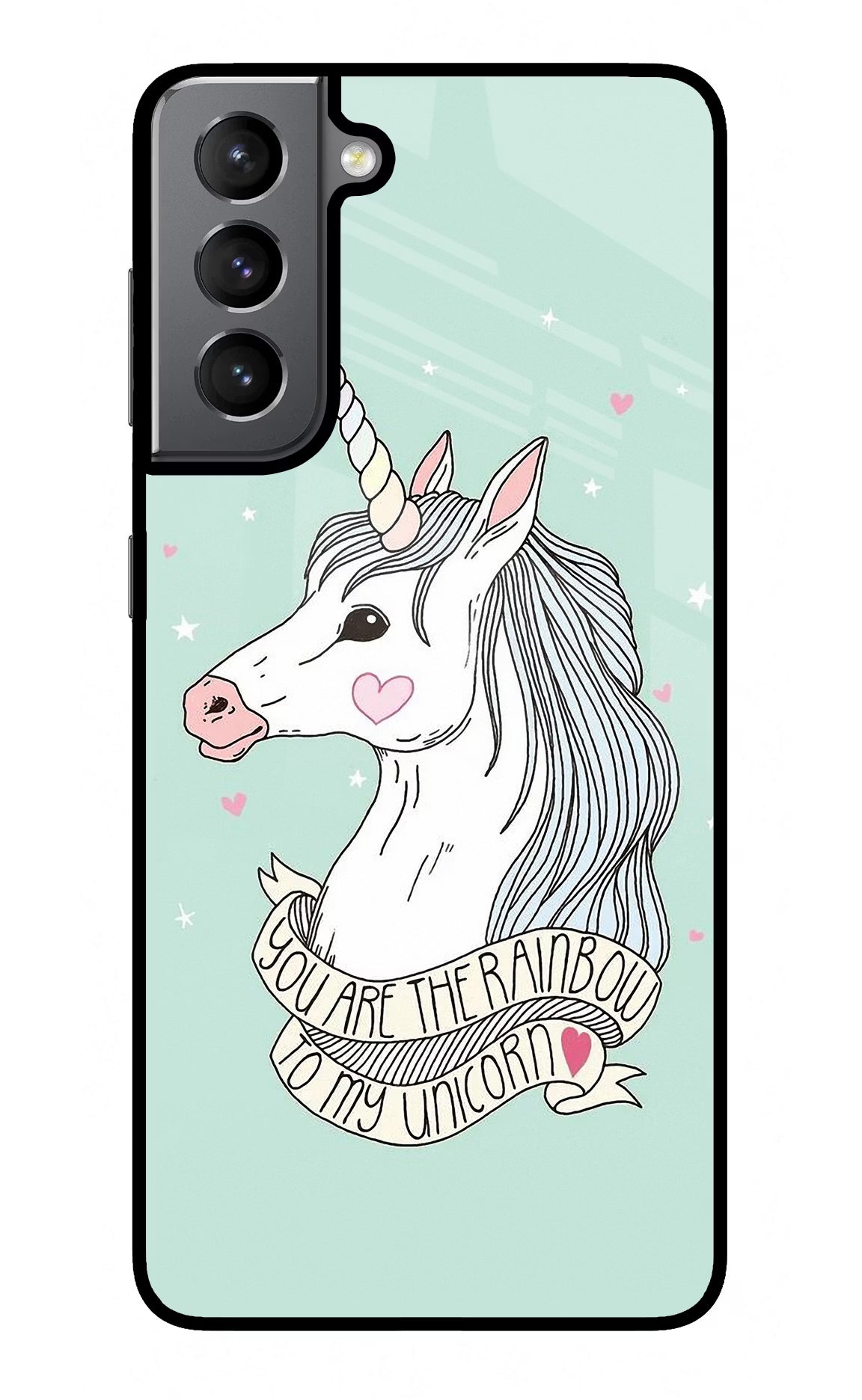 Unicorn Wallpaper Samsung S21 Glass Case Back Cover by Casekaro