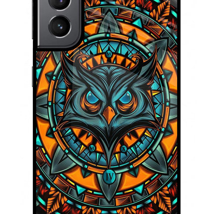 Angry Owl Art Samsung S21 Glass Case Back Cover by Casekaro