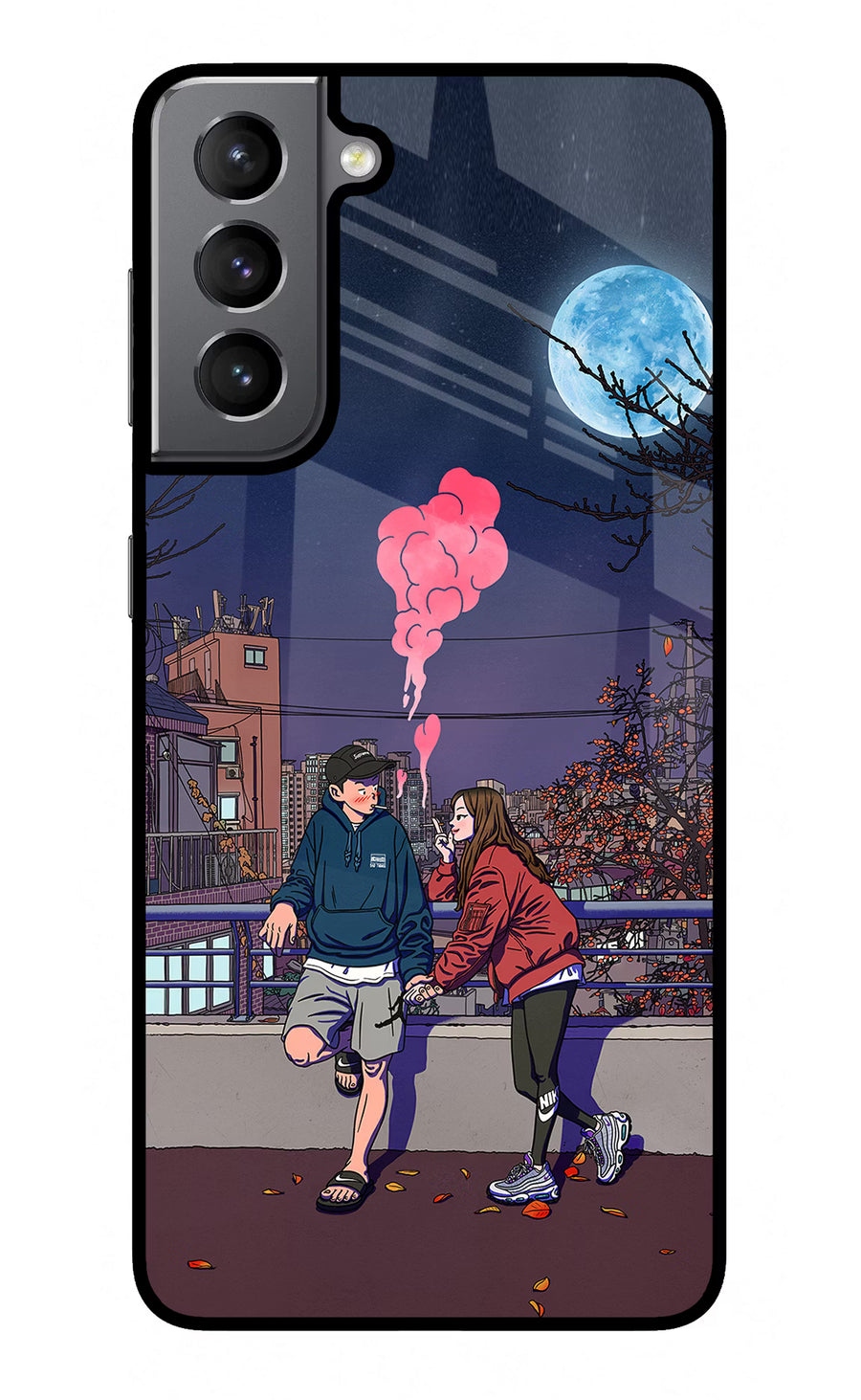 Chilling Couple Samsung S21 Back Cover, Glass case