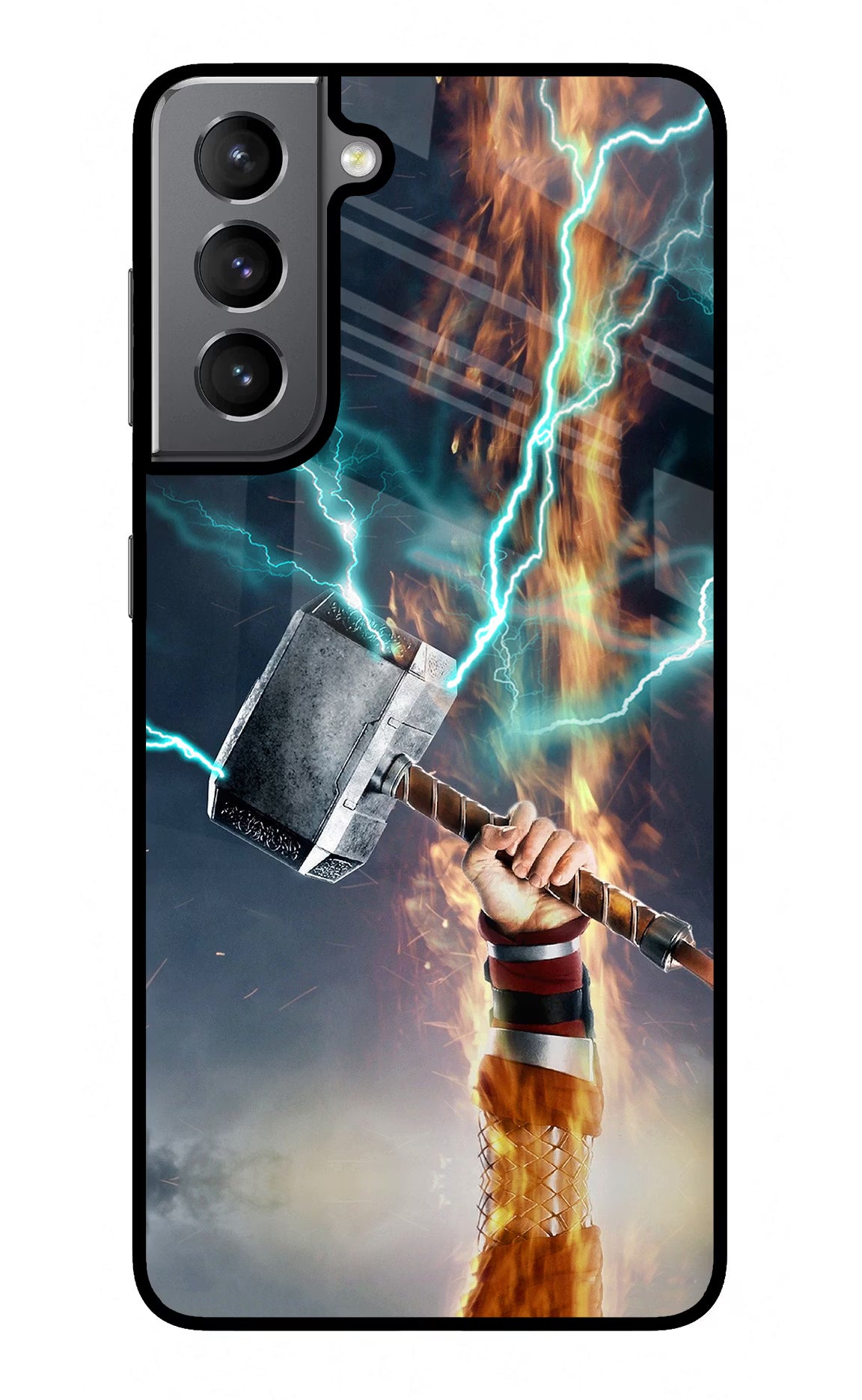 Thor Hammer Mjolnir Samsung S21 Glass Case Back Cover by Casekaro