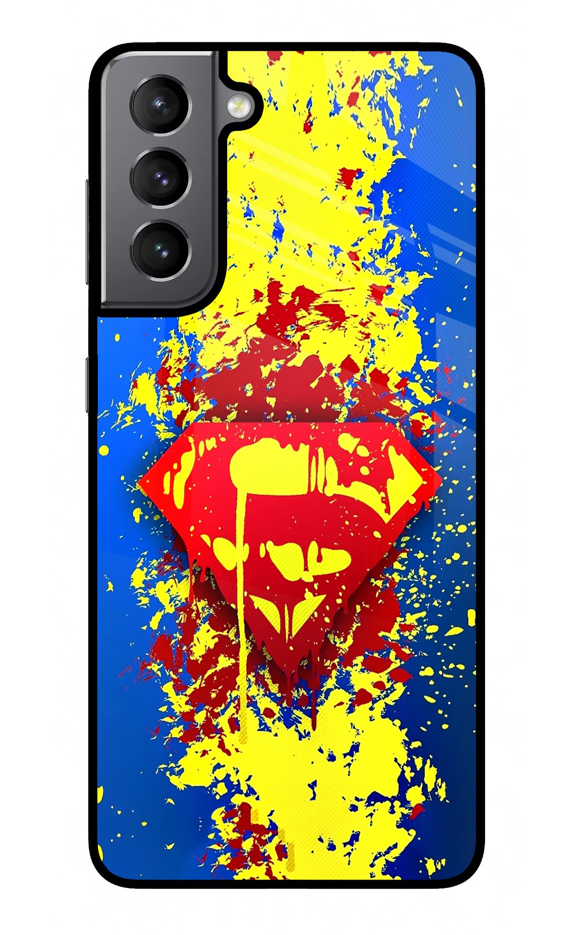 Superman logo Samsung S21 Glass Case Back Cover by Casekaro