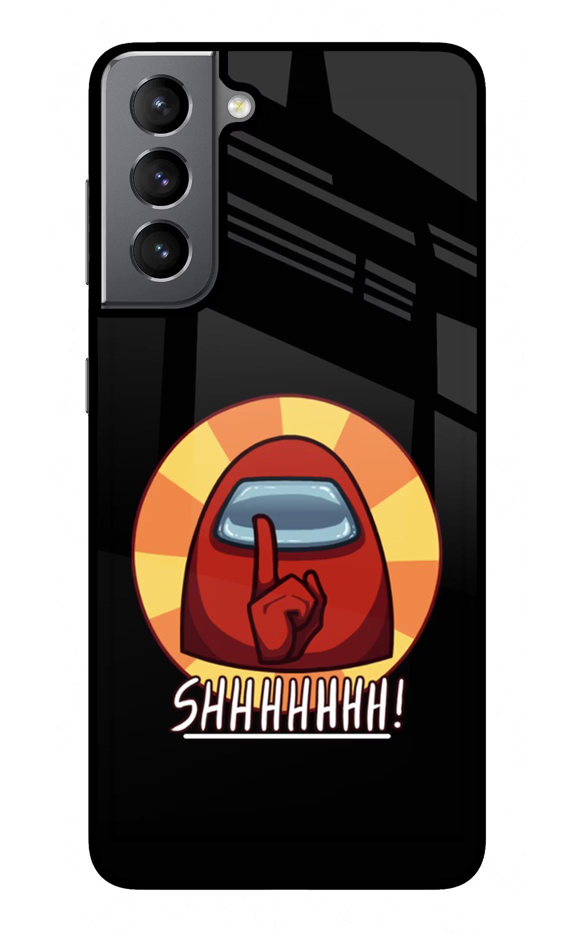 Among Us Shhh! Samsung S21 Glass Case Back Cover by Casekaro