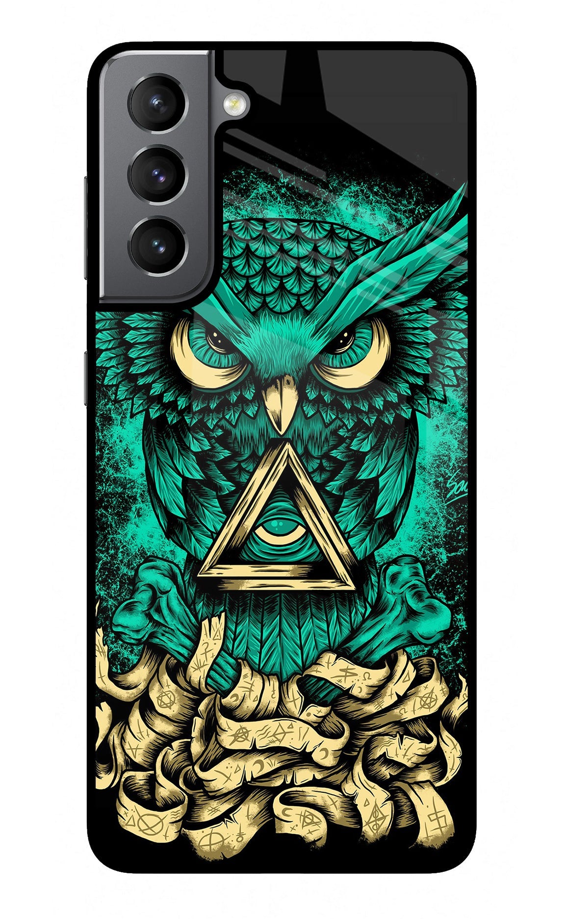 Green Owl Samsung S21 Glass Case