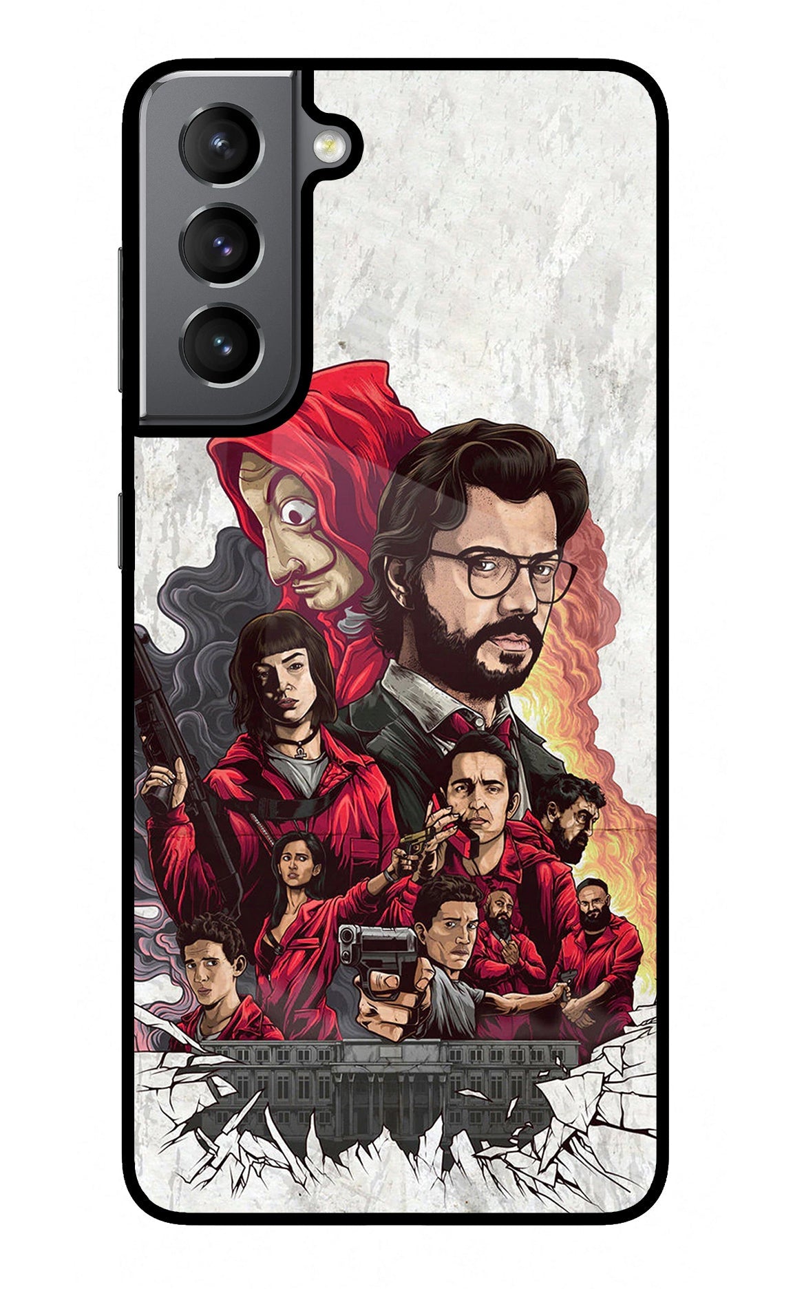 Money Heist Artwork Samsung S21 Glass Case