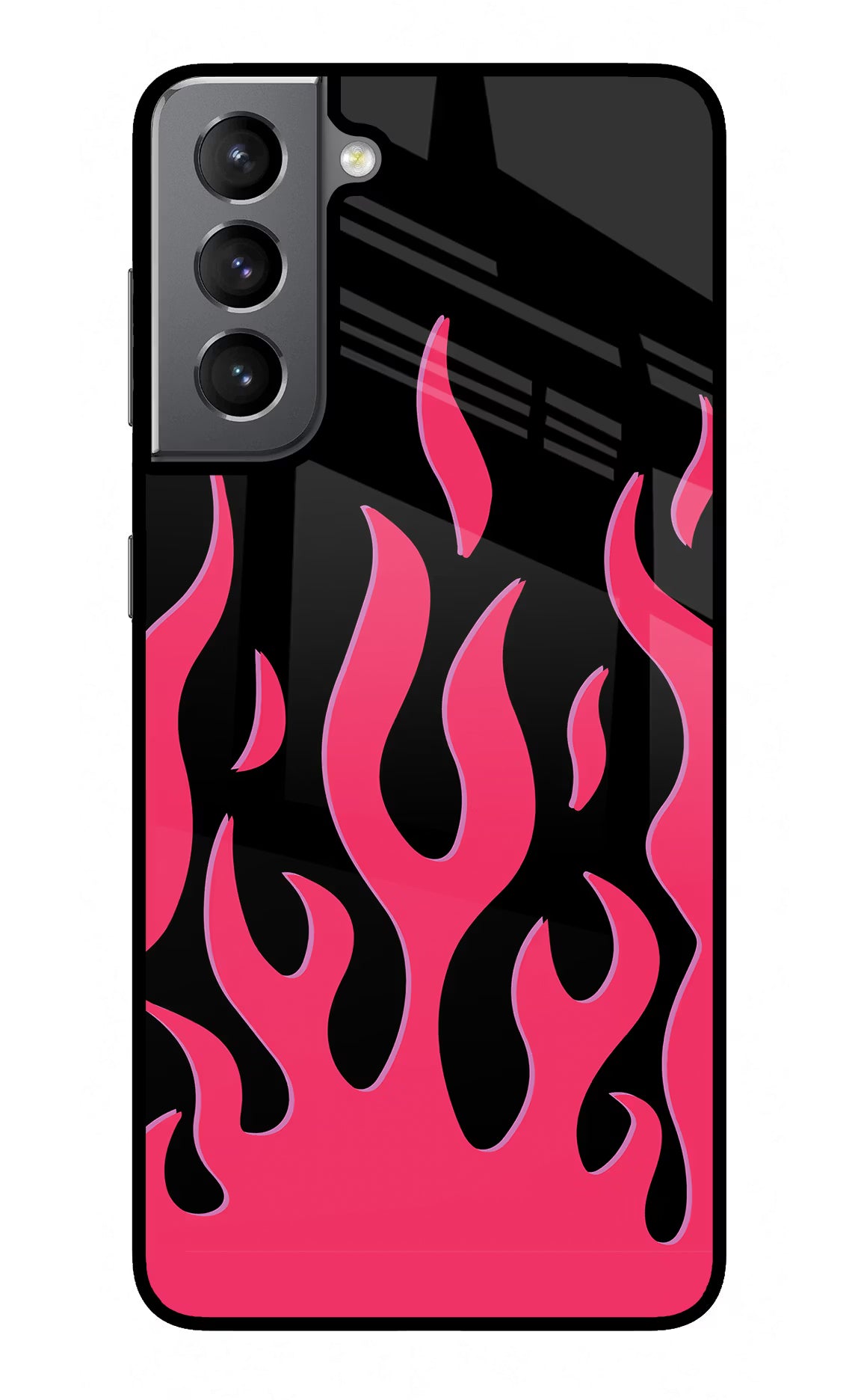 Fire Flames Samsung S21 Glass Case Back Cover by Casekaro