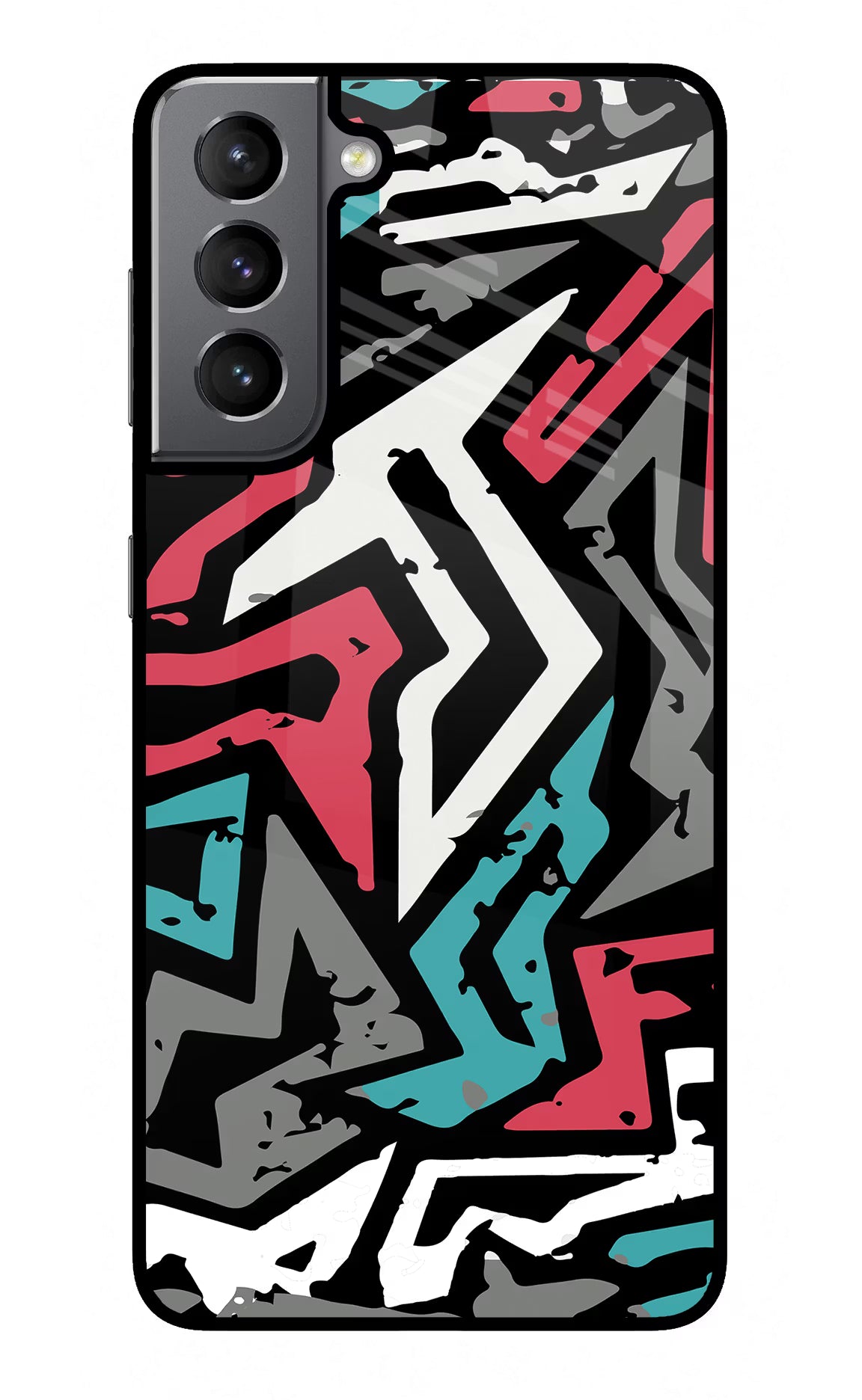 Geometric Graffiti Samsung S21 Glass Case Back Cover by Casekaro