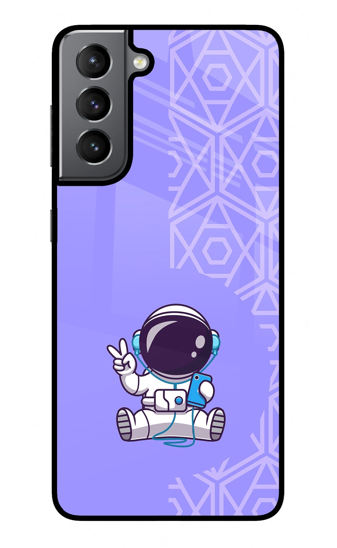 Cute Astronaut Chilling Samsung S21 Glass Case