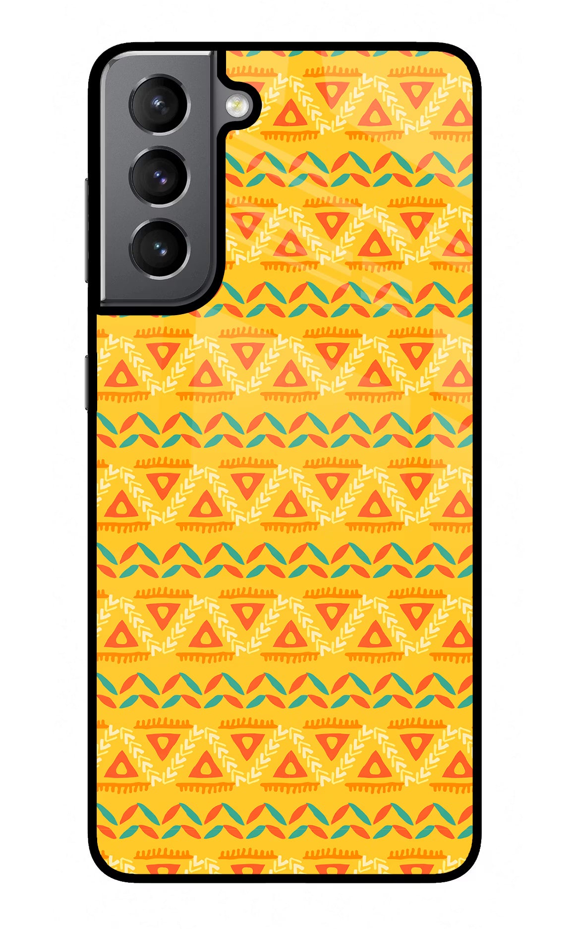 Tribal Pattern Samsung S21 Glass Case Back Cover by Casekaro