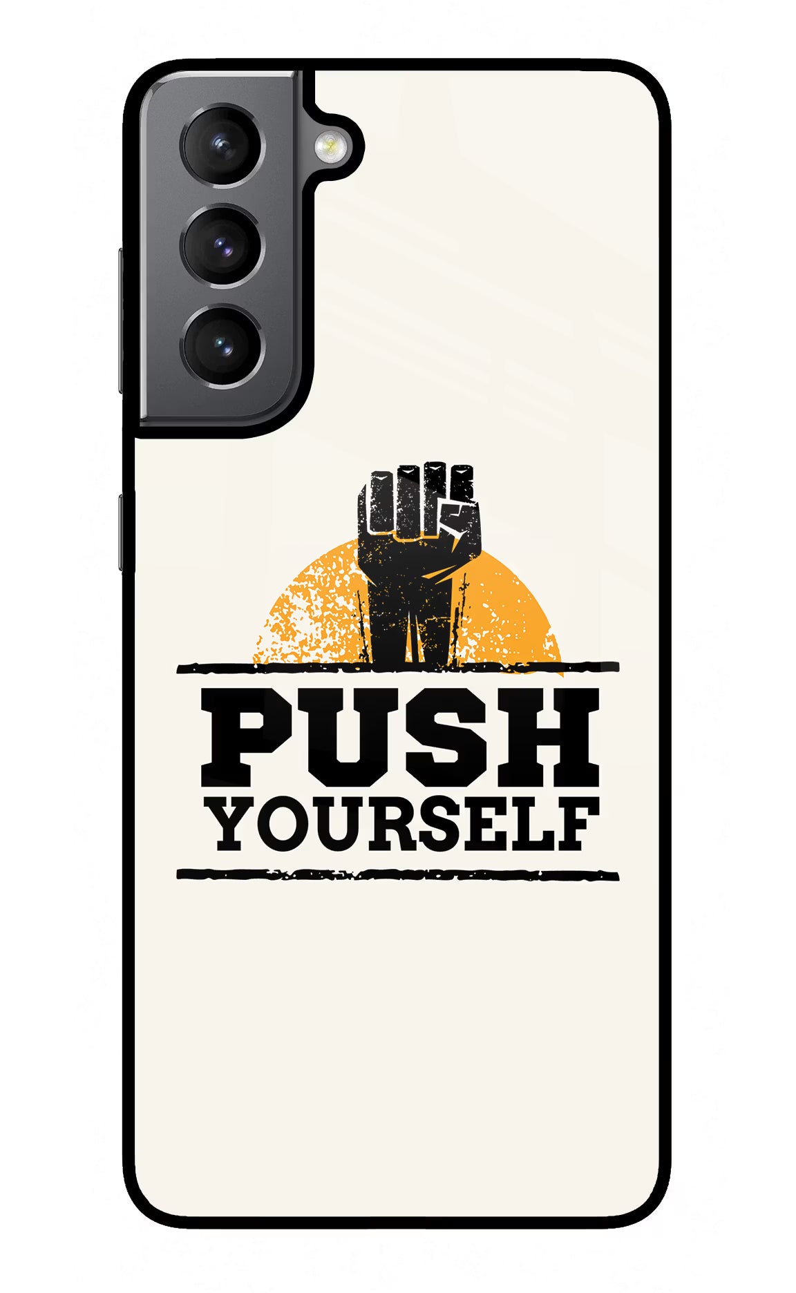 Push Yourself Samsung S21 Glass Case Back Cover by Casekaro