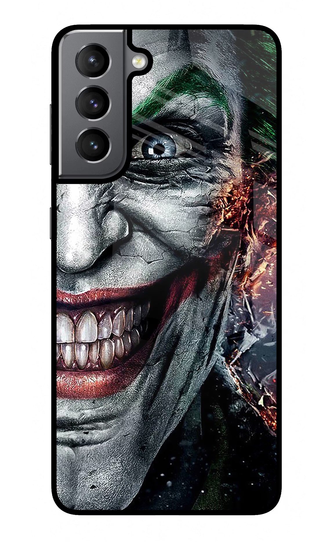 Joker Cam Samsung S21 Glass Case Back Cover by Casekaro