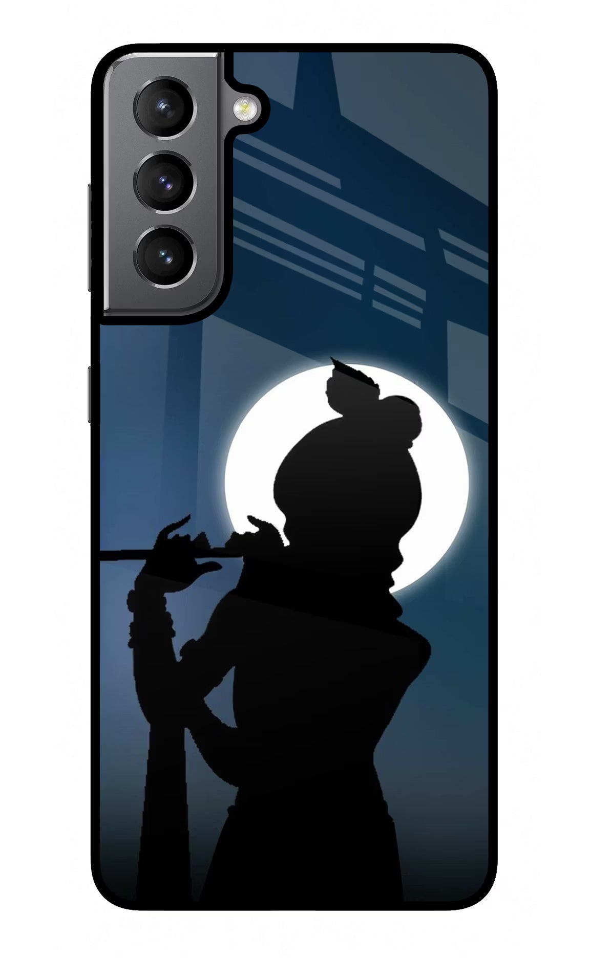 Shri Krishna Silhouette Samsung S21 Glass Case Back Cover by Casekaro