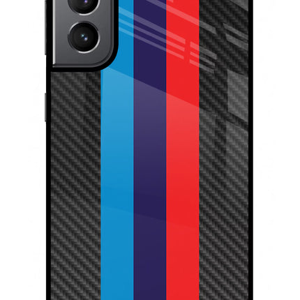 BMW Stripes Pattern Samsung S21 Glass Case Back Cover by Casekaro