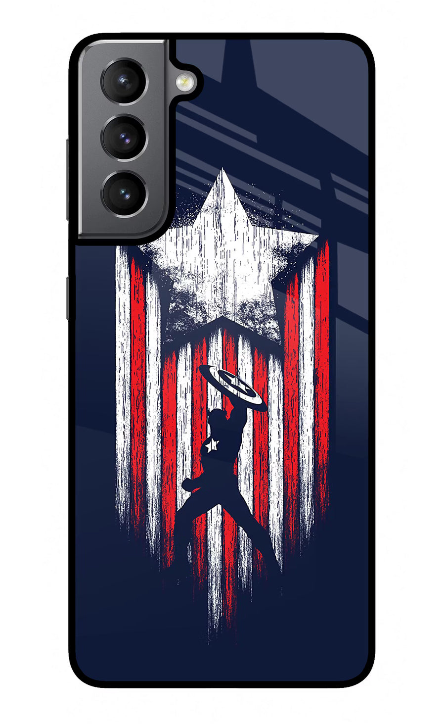 Captain America Marvel Art Samsung S21 Back Cover, Glass case