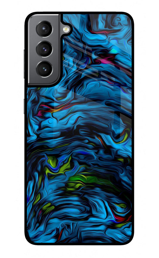 Dark Blue Abstract Samsung S21 Glass Case