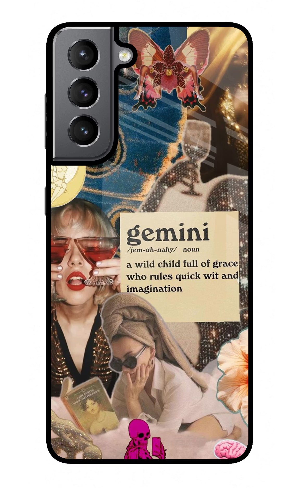 Gemini Zodiac Samsung S21 Glass Case Back Cover by Casekaro