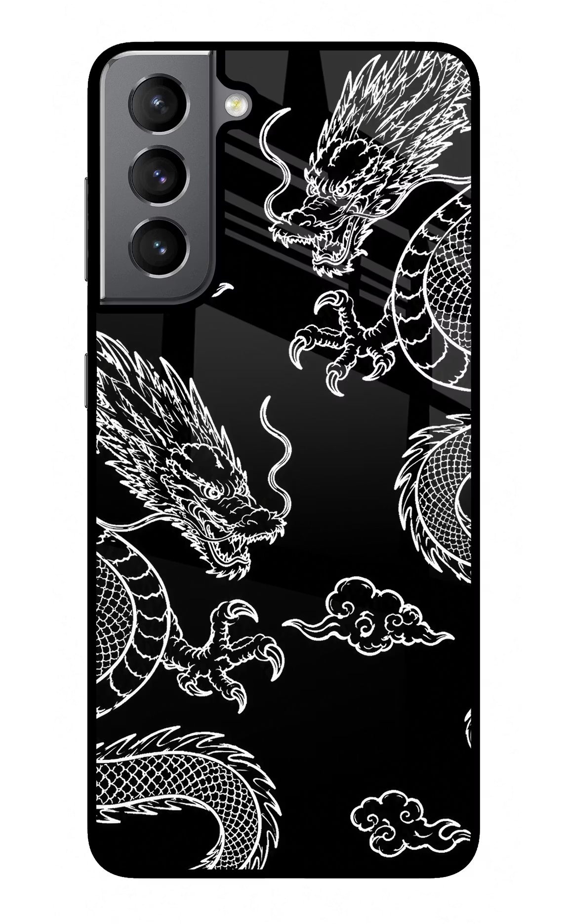 Twin Dragons Samsung S21 Glass Case Back Cover by Casekaro