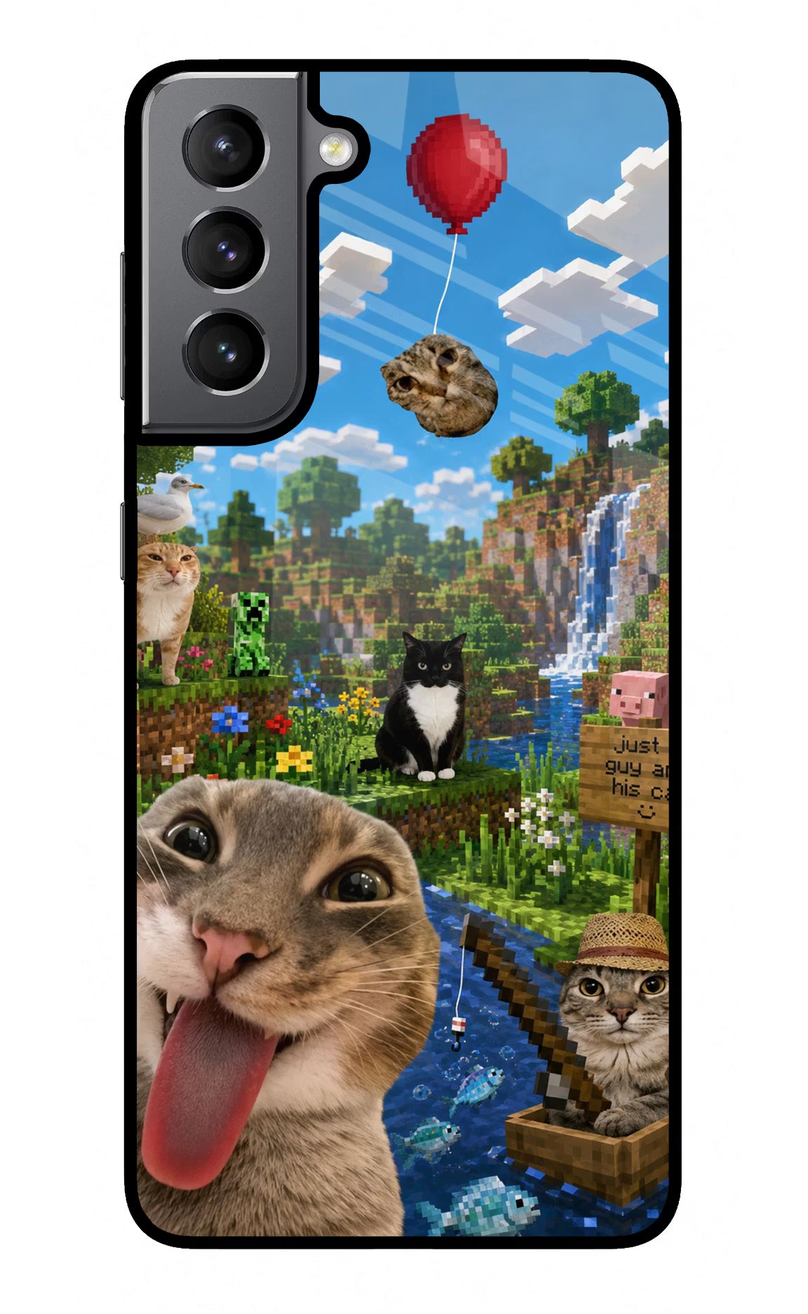 Minecraft Cat Chaos Samsung S21 Glass Case