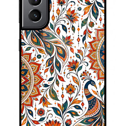 White Mayura Samsung S21 Glass Case