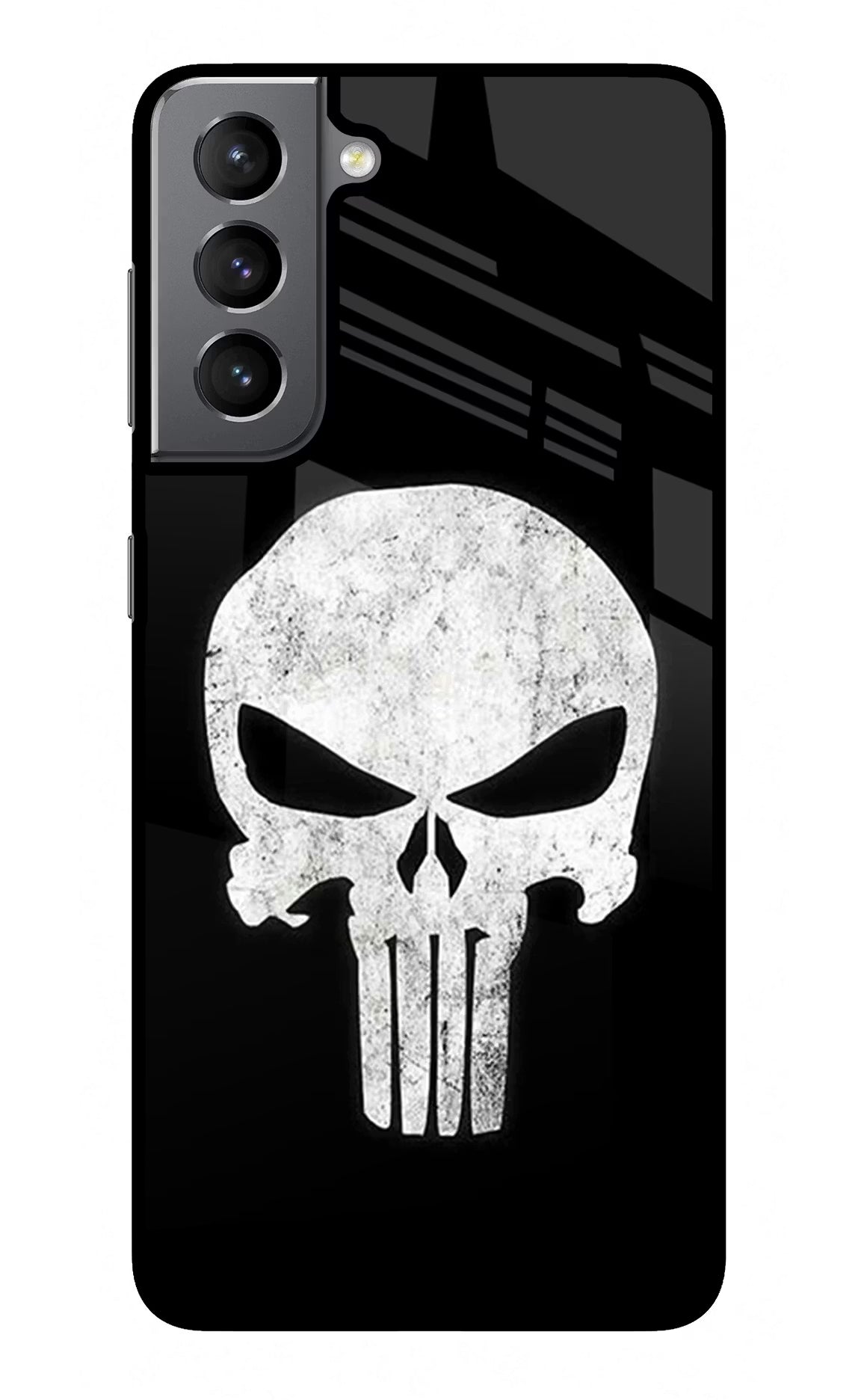 Punisher Skull Samsung S21 Plus Glass Case Back Cover by Casekaro
