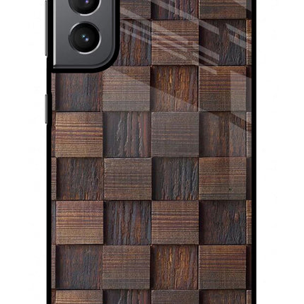 Wooden Cube Design Samsung S21 Plus Glass Case Back Cover by Casekaro