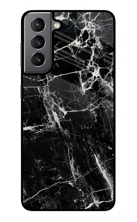 Black Marble Texture Samsung S21 Plus Glass Case