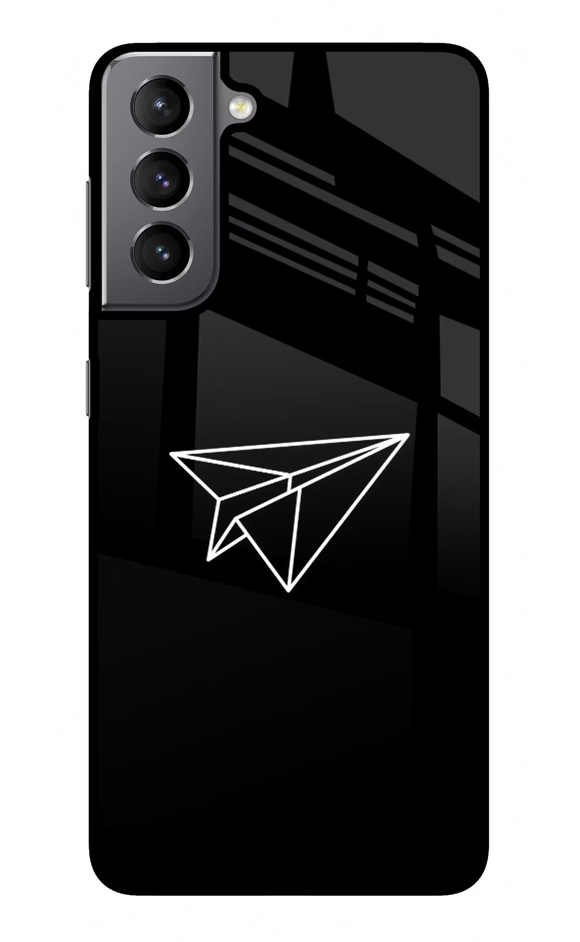 Paper Plane White Samsung S21 Plus Glass Case