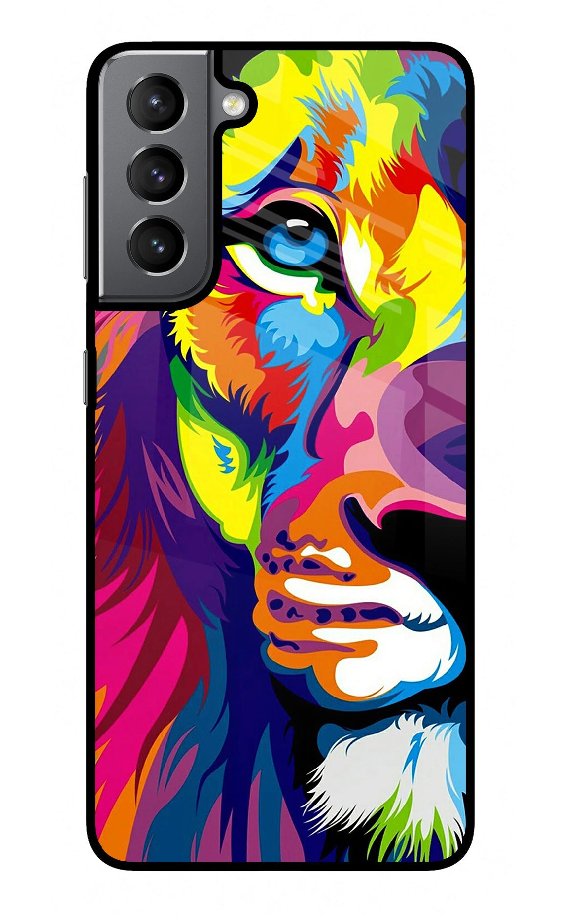 Lion Half Face Samsung S21 Plus Glass Case