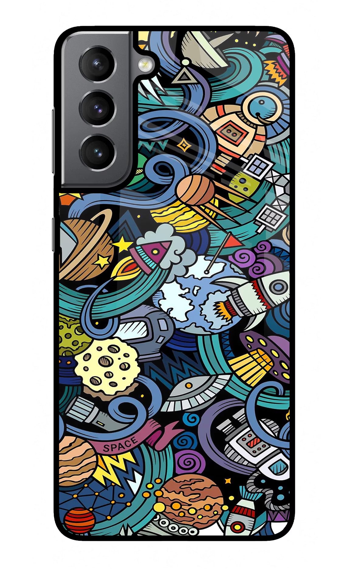 Space Abstract Samsung S21 Plus Glass Case Back Cover by Casekaro