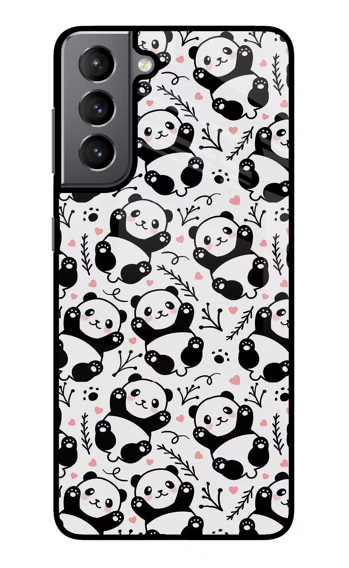 Cute Panda Samsung S21 Plus Glass Case Back Cover by Casekaro