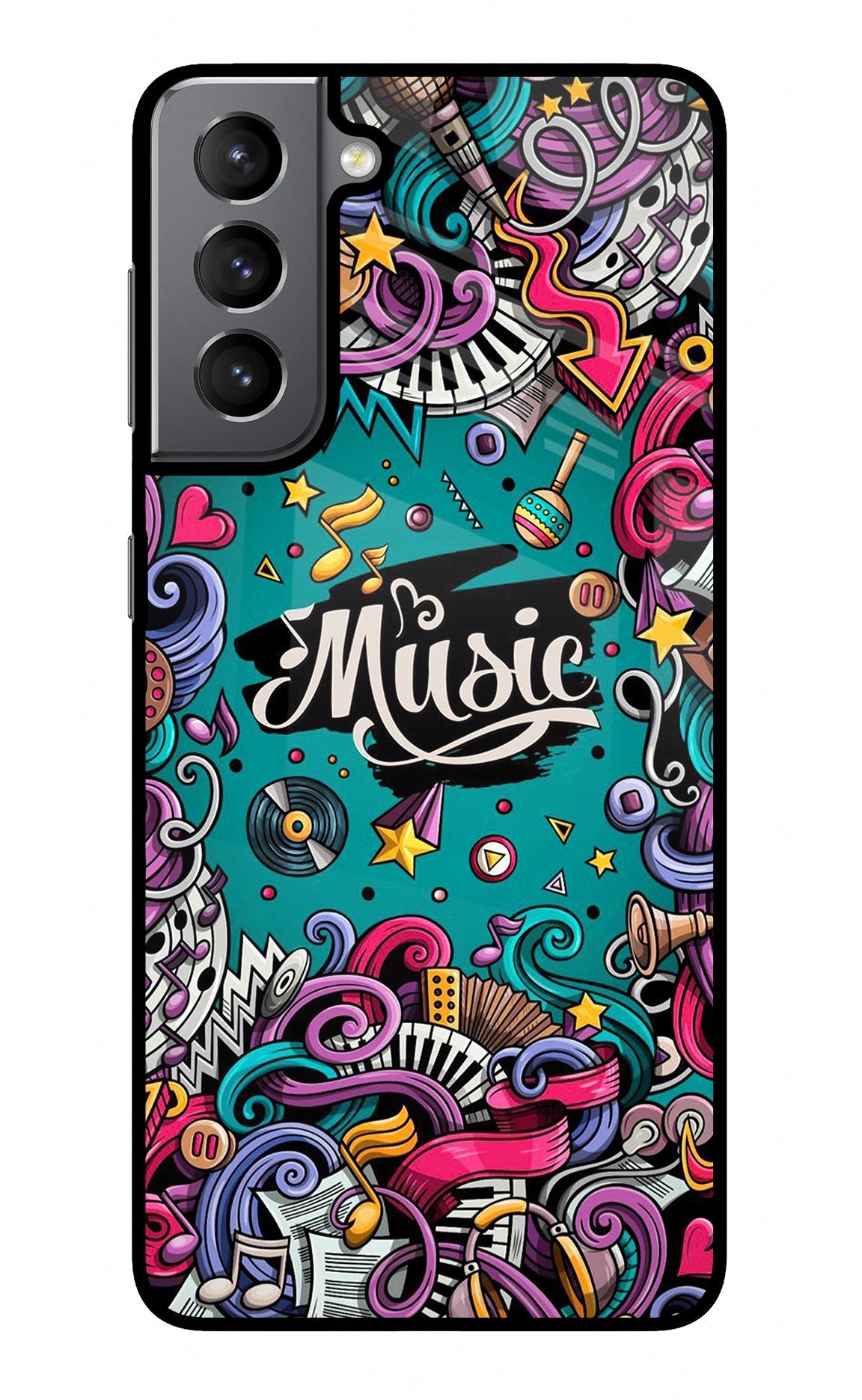 Music Graffiti Samsung S21 Plus Glass Case