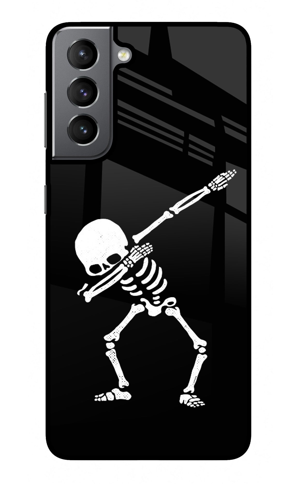 Dabbing Skeleton Art Samsung S21 Plus Glass Case