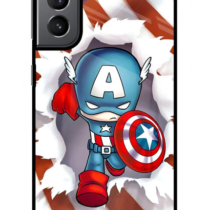 Captain America Samsung S21 Plus Glass Case Back Cover by Casekaro