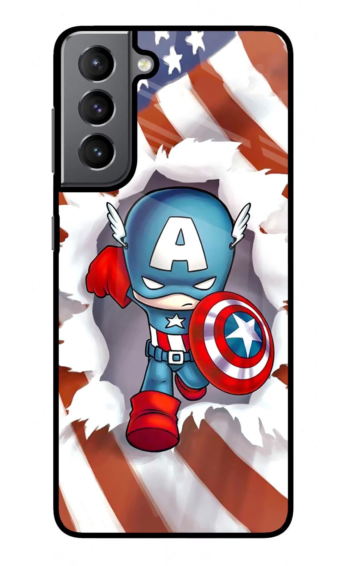 Captain America Samsung S21 Plus Glass Case Back Cover by Casekaro