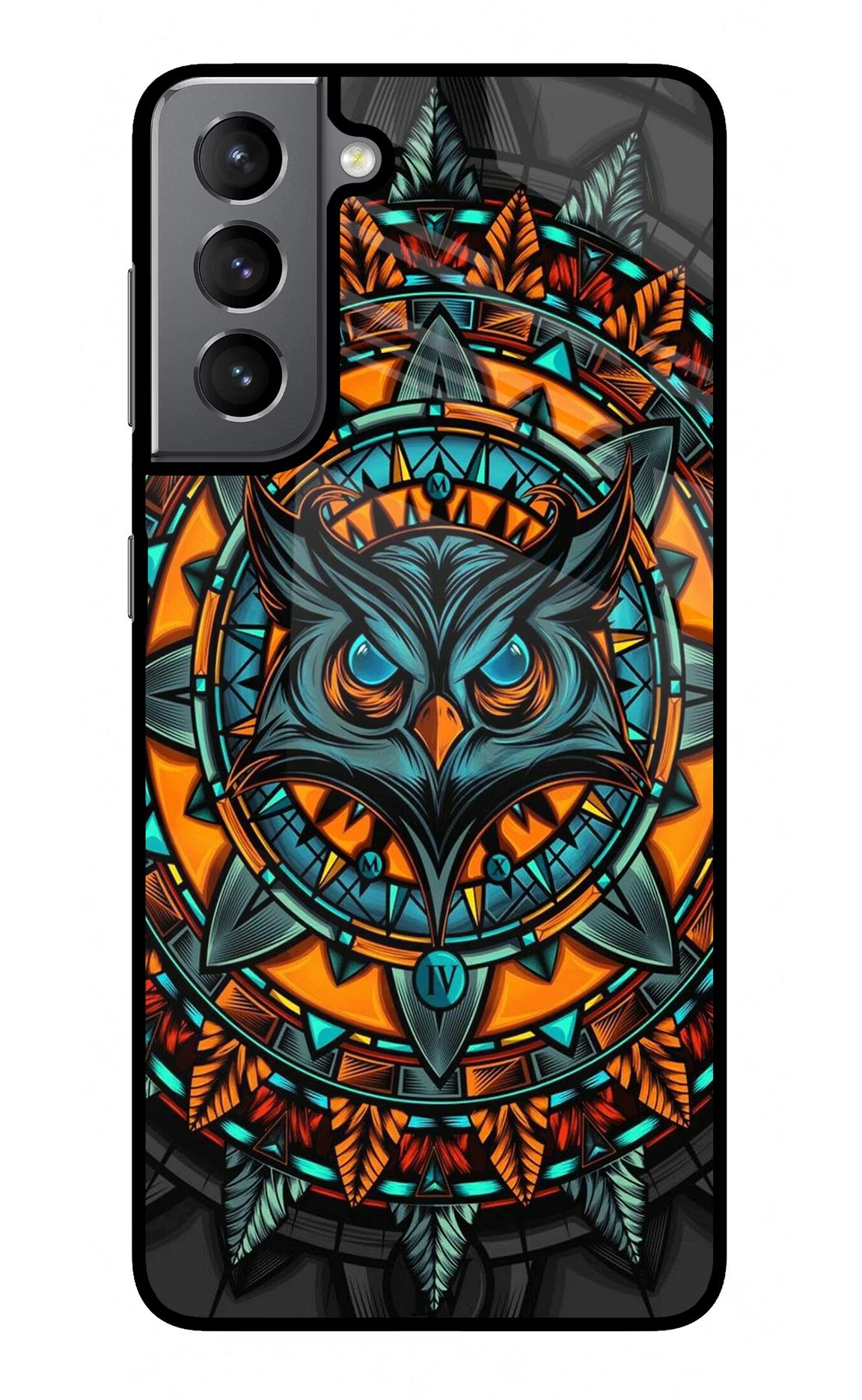 Angry Owl Art Samsung S21 Plus Glass Case Back Cover by Casekaro