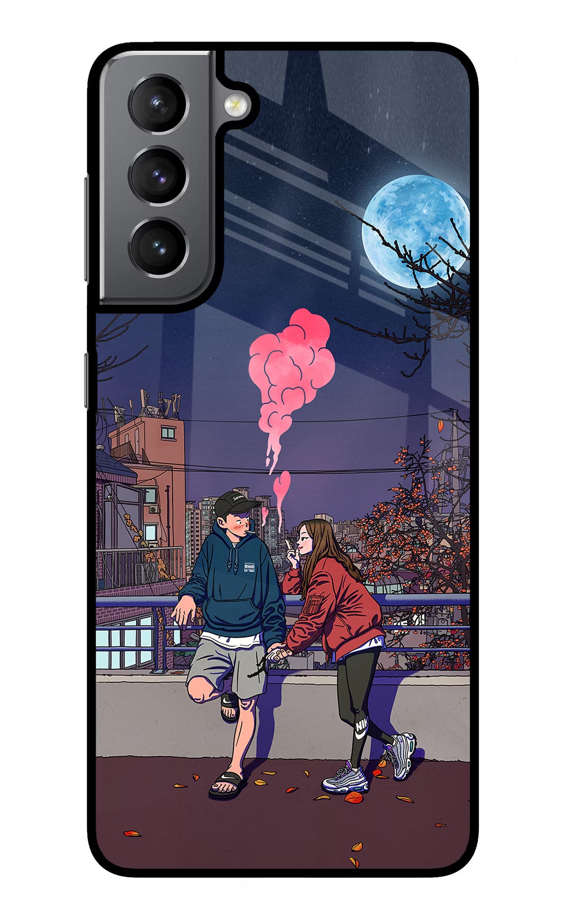 Chilling Couple Samsung S21 Plus Glass Case Back Cover by Casekaro