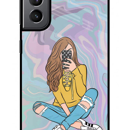 Selfie Girl Samsung S21 Plus Glass Case Back Cover by Casekaro