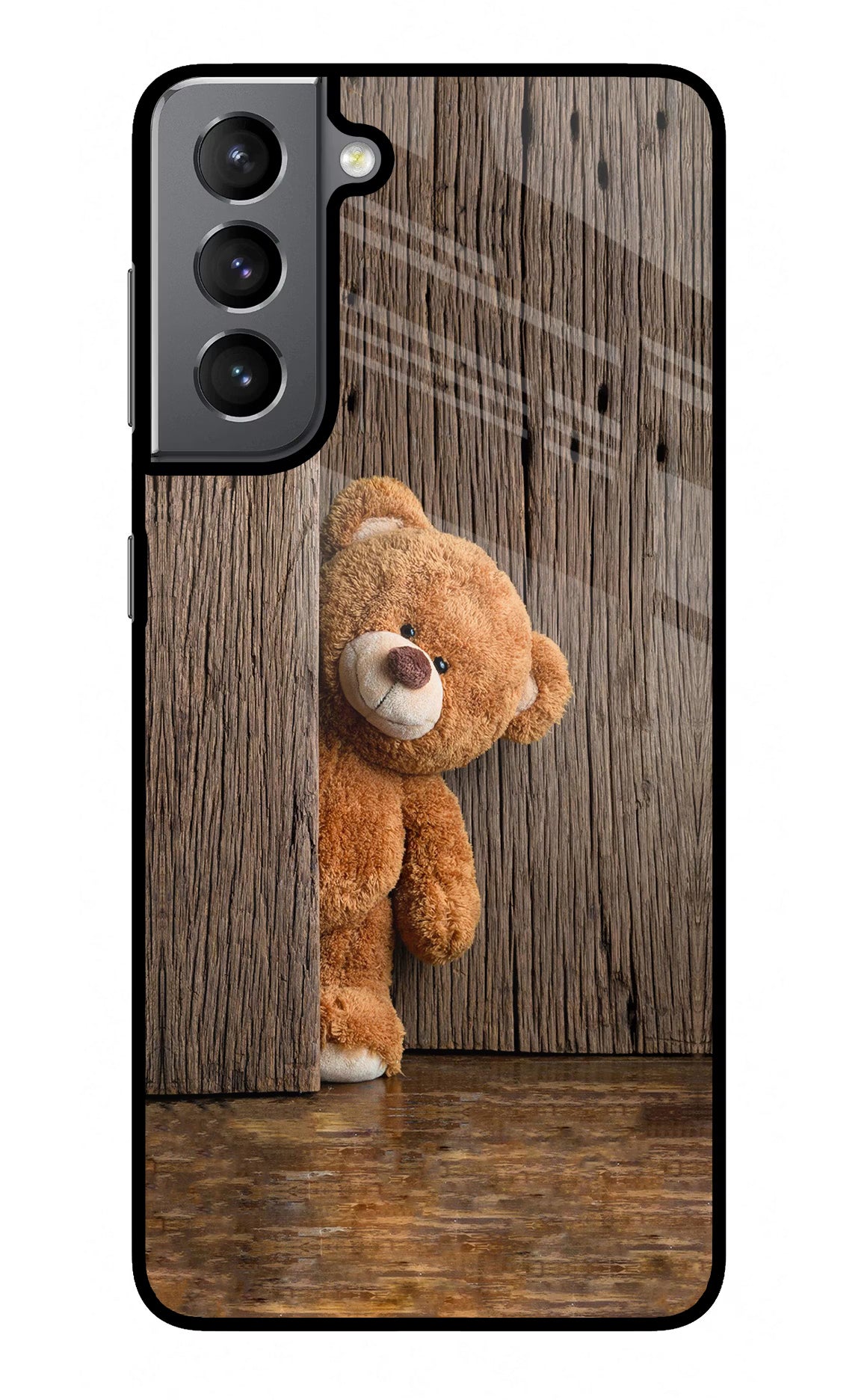Teddy Wooden Samsung S21 Plus Glass Case Back Cover by Casekaro