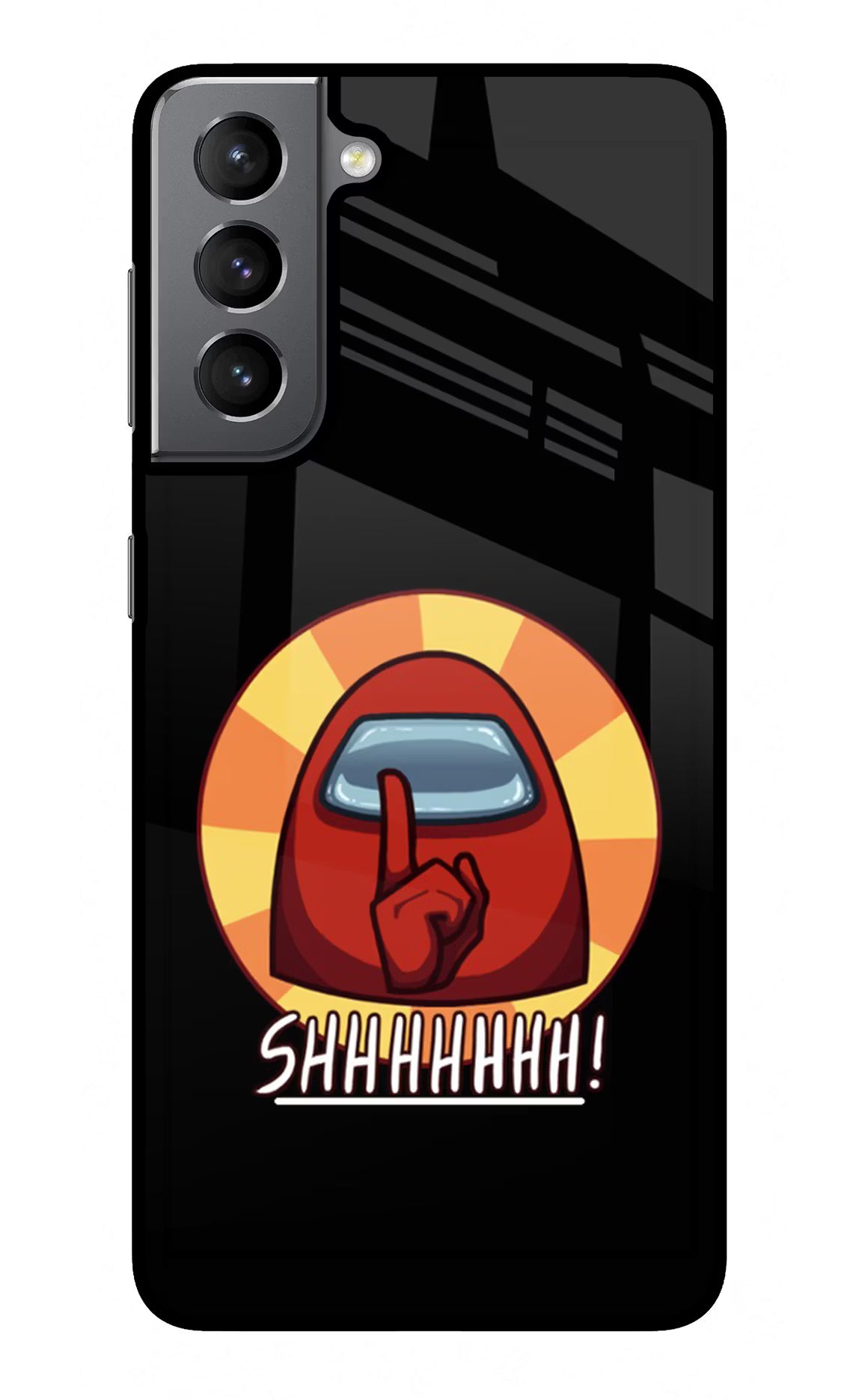 Among Us Shhh! Samsung S21 Plus Glass Case Back Cover by Casekaro