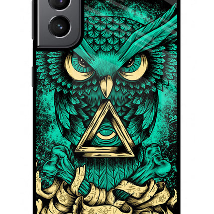 Green Owl Samsung S21 Plus Glass Case Back Cover by Casekaro
