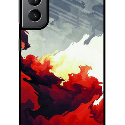 Fire Cloud Samsung S21 Plus Glass Case Back Cover by Casekaro