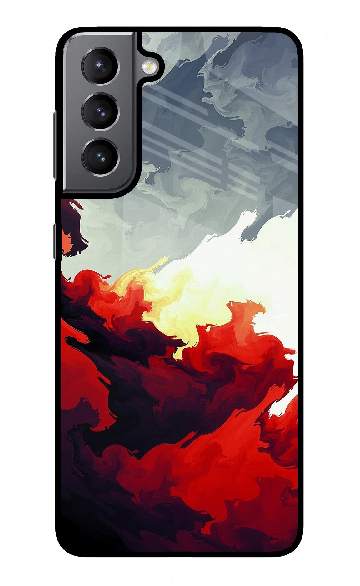 Fire Cloud Samsung S21 Plus Glass Case Back Cover by Casekaro